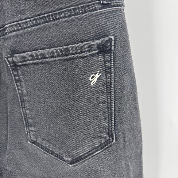 Carly Jean Los Angeles Wide Cropped Black Jeans High Rise Raw Hem Size 3 (27) - Picture 6 of 9